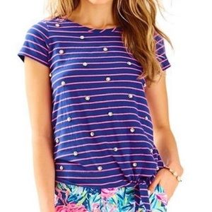 Lilly Pulitzer Kensington Striped Beaded Tie Top